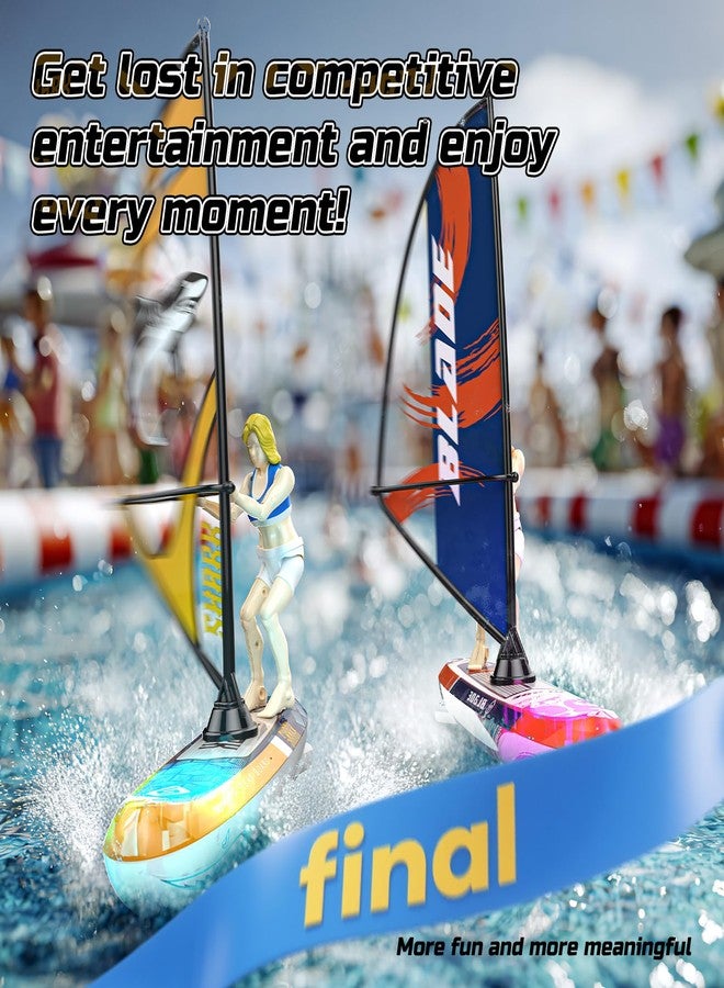 DEERC 2 Pack Remote Control Boat for Kids,2.4Ghz RC Sailboat with LED Lights for Pools,Lake and Bathtub,Summer Outdoor Water Toys Never Capsize Gift for Kids Boys Girls - Image 4