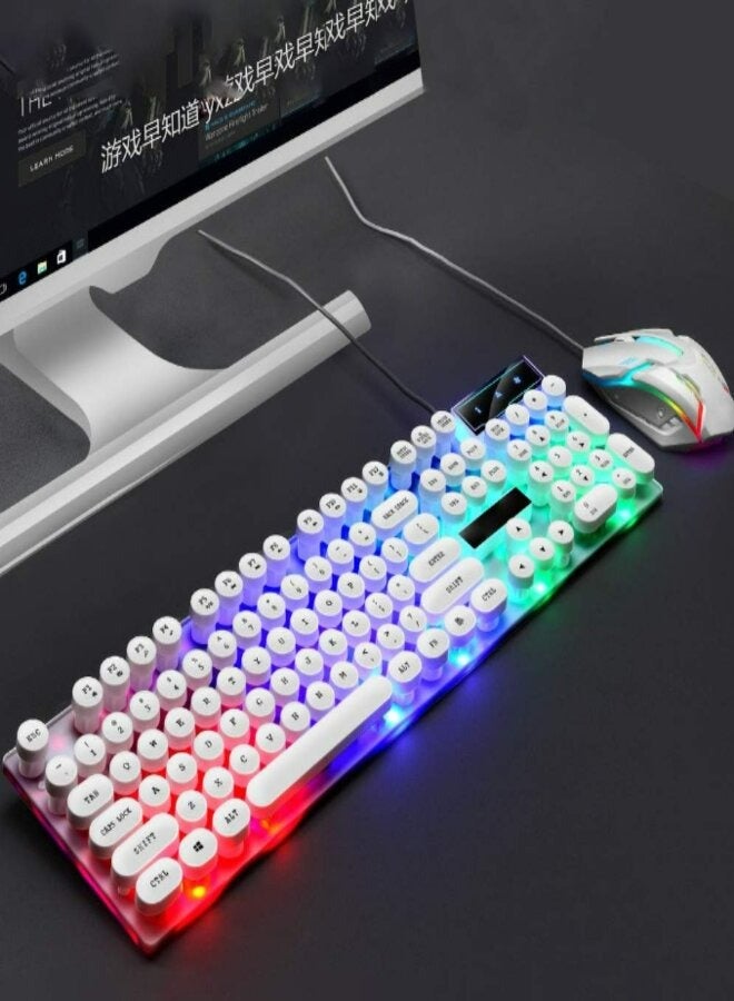 Game-Level Mechanical Keyboard USB Wired Colorful LED Backlit Gaming Keyboard with Mouse for PC Laptop Black