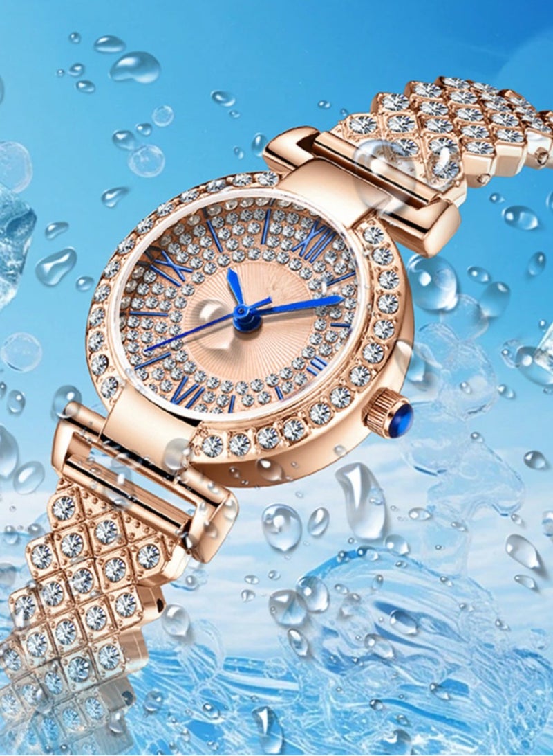 ساعة كوارتز كوارتز نسائية ذات مقياس روماني دائري مرصع بالألماس من OFNS - Image 2
