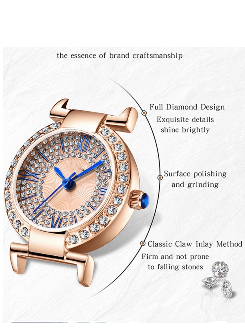 ساعة كوارتز كوارتز نسائية ذات مقياس روماني دائري مرصع بالألماس من OFNS - Image 3