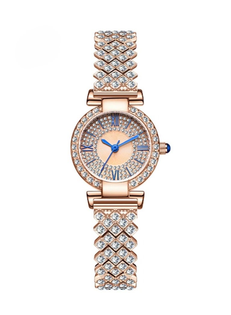 ساعة كوارتز كوارتز نسائية ذات مقياس روماني دائري مرصع بالألماس من OFNS - Image 1