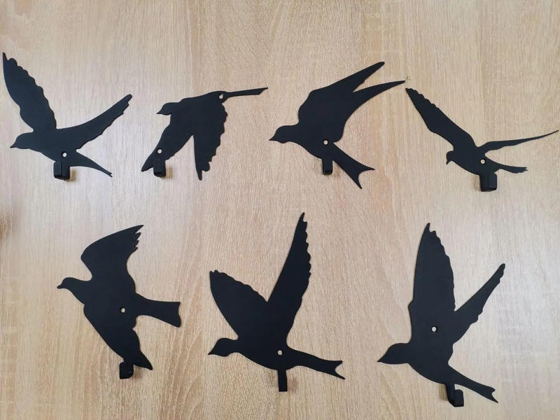 Colornest Bird Wall Art Hooks – Set of 7 Metal Decorative Bird Hooks for Wall, Key Holder & Clothes Hanger – Laser Cut, Powder Coated, Heavy Duty, Rustic Home Decor for Living Room & Entryway - Image 5