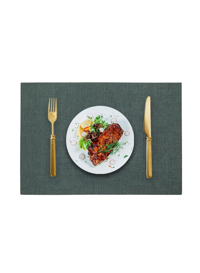 2025 Style Leather Placemat Waterproof Oil-Proof Heat Insulation Mat Hotel Premium Table Mat Nordic Ins Style Western Placemat-Color:Right Angle-dark Green-2#-Specifications:43cm×30cm - Image 1