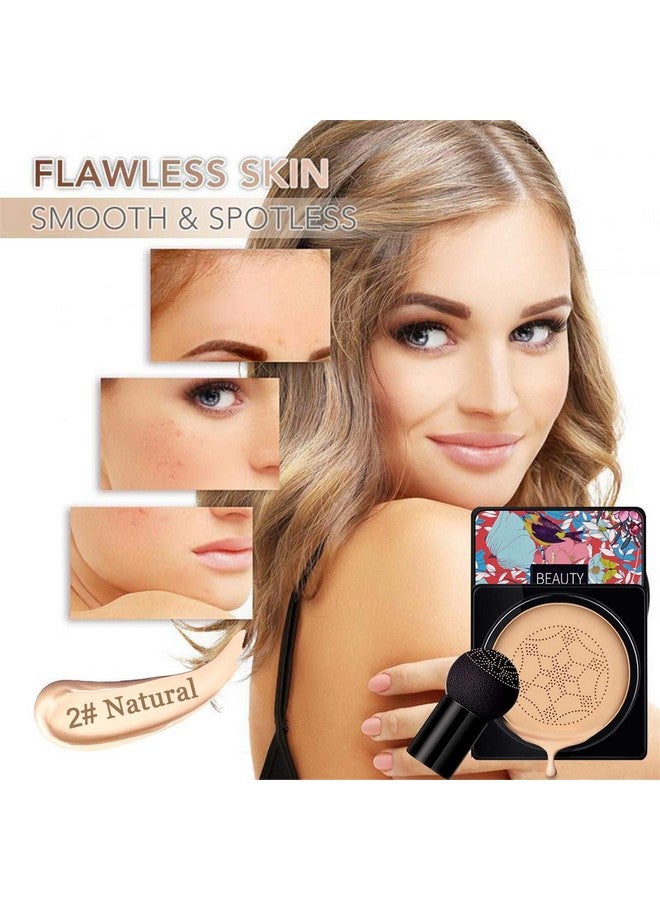 NUIBO Air Cushion Cc Cream Mushroom Head Moisturizing Concealer Makeup Base Primer Liquid Foundation Long Lasting With Two Mushroom Makeup Sponges 【Natural】【Screw Lid】 - Image 3