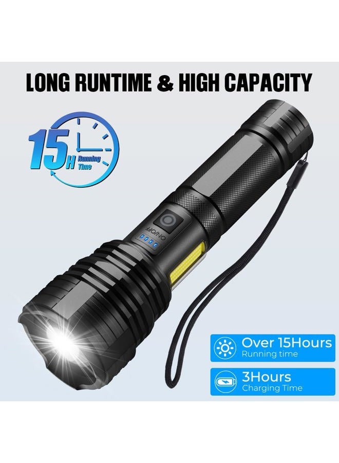 BERCOL Flashlights LED High Lumens Rechargeable, High Lumen Super Bright Flashlight, USB Fast Charging High Powered Flash Light, Powerful IPX7 Waterproof Handheld Flashlights for Home,Camping(2 Pack) - Image 3