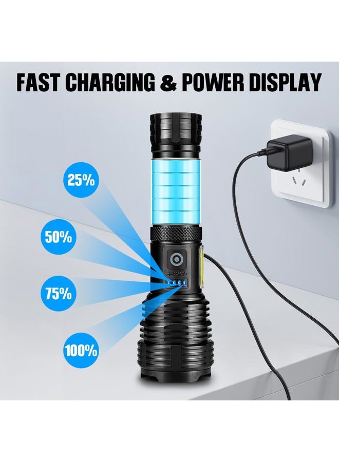 BERCOL Flashlights LED High Lumens Rechargeable, High Lumen Super Bright Flashlight, USB Fast Charging High Powered Flash Light, Powerful IPX7 Waterproof Handheld Flashlights for Home,Camping(2 Pack) - Image 4