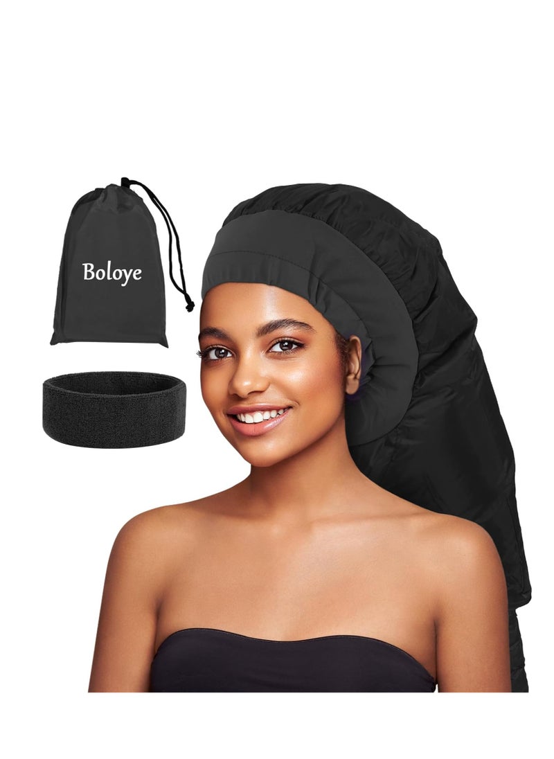 Boloye Hair Dryer Bonnet, Large Bonnet Hooded Hair Dryer Attachment for Speeds Up Drying Time & Deep Conditioning, Fits All Head Sizes & All Hair Styling, for Women Long Curly Braid Hair (Black, Large)  - Image 1