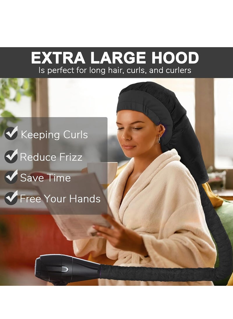 Boloye Hair Dryer Bonnet, Large Bonnet Hooded Hair Dryer Attachment for Speeds Up Drying Time & Deep Conditioning, Fits All Head Sizes & All Hair Styling, for Women Long Curly Braid Hair (Black, Large)  - Image 3