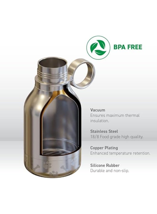 أسوبو زجاجة ماء عازلة من الستانلس ستيل مع وعاء مرفق للكلاب من أسوبو سعة 1 لتر – لون وردي للسفر لك ولحيوانك الأليف - Image 5