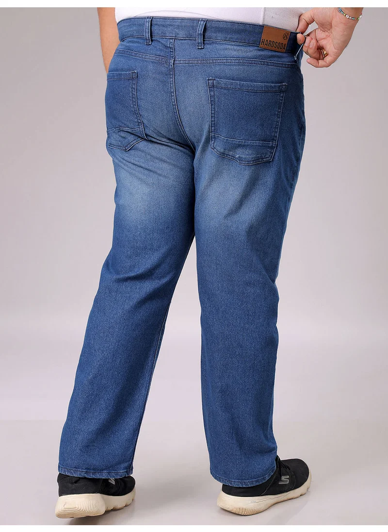 هاردسودا Men Vintage Straight Solid Blue Jeans