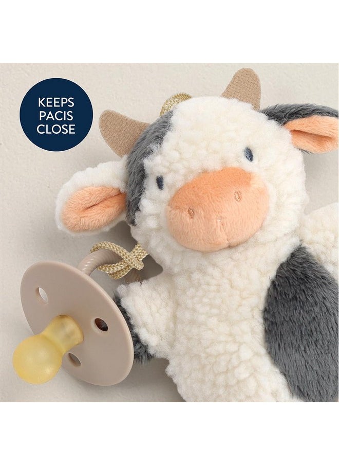Itzy Ritzy Itzy Ritzy Pacifier & Lovey Set - Natural Rubber Paci with Stuffed Animal Lovey - Detachable Plush Cow Pacifier Holder & Coordinating Natural Rubber Soother, Ideal for Ages 0-6 Months (Cow)  - Image 4