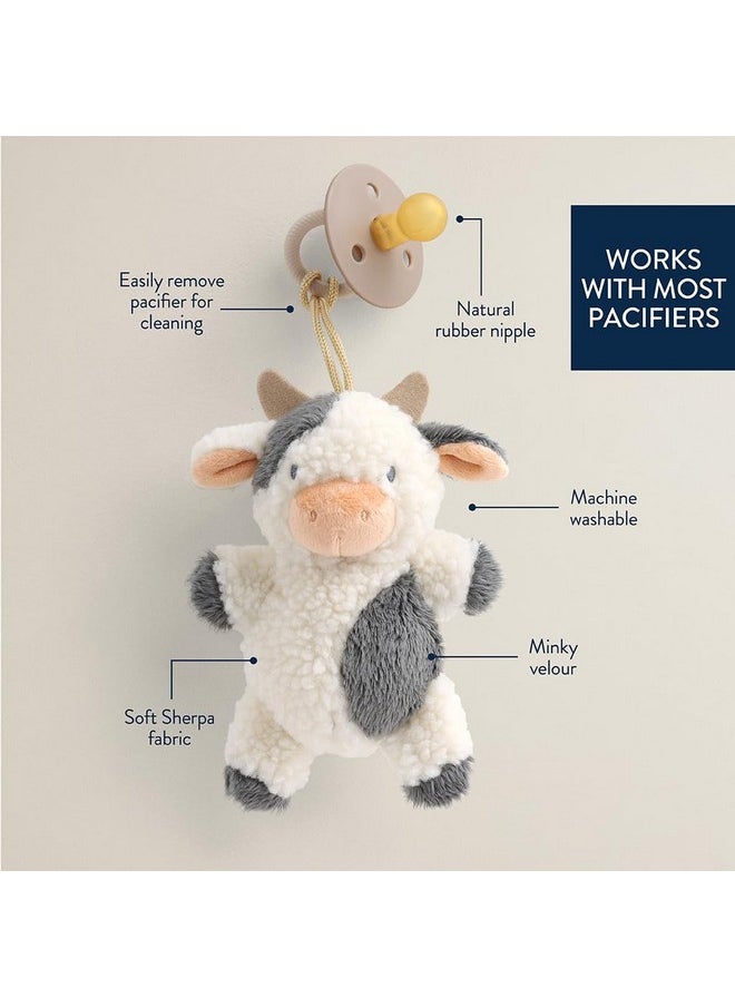 Itzy Ritzy Itzy Ritzy Pacifier & Lovey Set - Natural Rubber Paci with Stuffed Animal Lovey - Detachable Plush Cow Pacifier Holder & Coordinating Natural Rubber Soother, Ideal for Ages 0-6 Months (Cow)  - Image 3