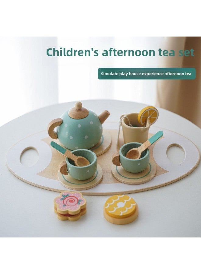 Wooden Tea Set Simulation Ice Cream Shop Role Play Kitchen Toy For Boys And Girls Children's Wooden Toys Intelligent Development-Color:Lemon Tea Tea Set - Image 4