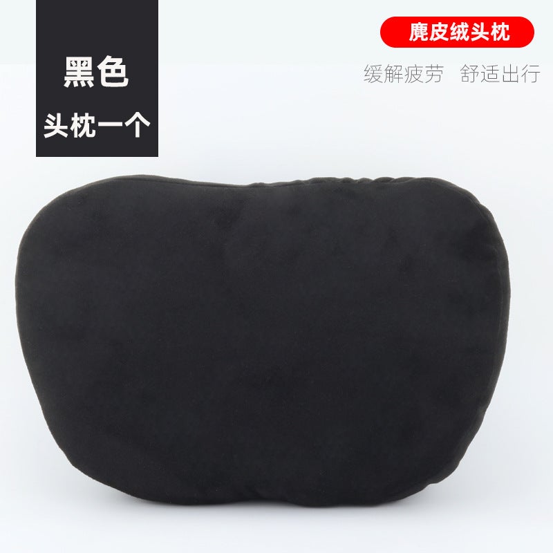 Car Headrest Neck Pillow Pair Faux Suede Black suit - Image 5