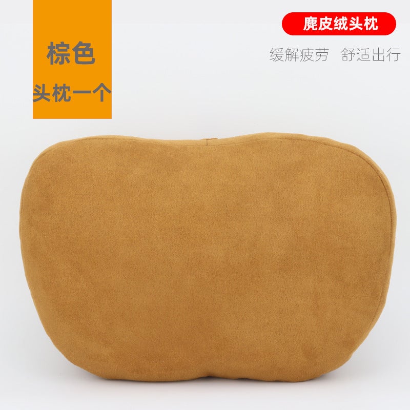 Car Headrest Neck Pillow Pair Faux Suede Black suit - Image 3