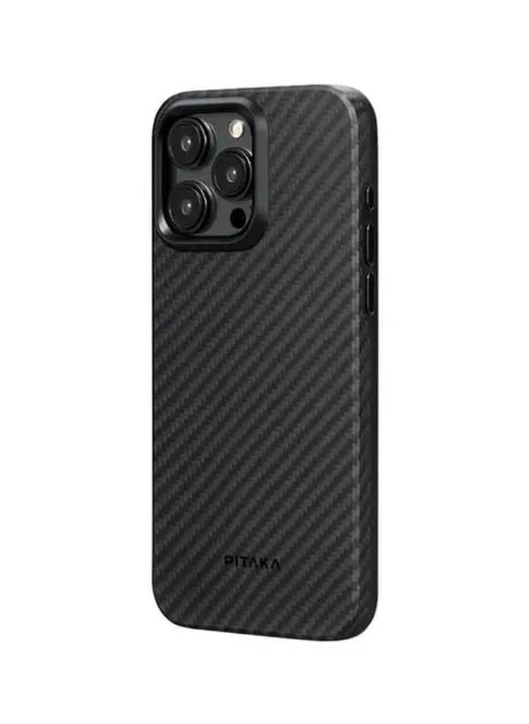 PITAKA iPhone15 Pro 6.1inch Case MageZ Back Cover Pro 4 / Slim and Light / Built-In Button Covers / Camera Protection- Black/Grey Twill  - Image 2
