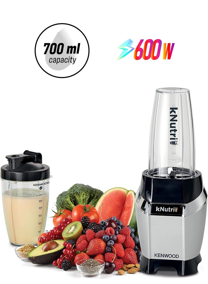 KENWOOD Personal Blender Smoothie Maker  With  &  Tritan Smoothie2Go Bottle and Lid, Ice Crush Function 700 ml 600 W BSP70.180SI Silver - Image 1