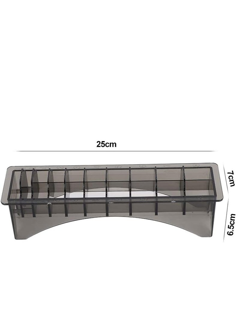 KASTWAVE - Clipper Guard Holder, Rectangular Plastic Guide Comb Storage Box, 10 Grid Clipper Guard Holder Clippers Box Case Master with Rectangle Combs Guides Universal Base Tools Container Barbershop - Image 1