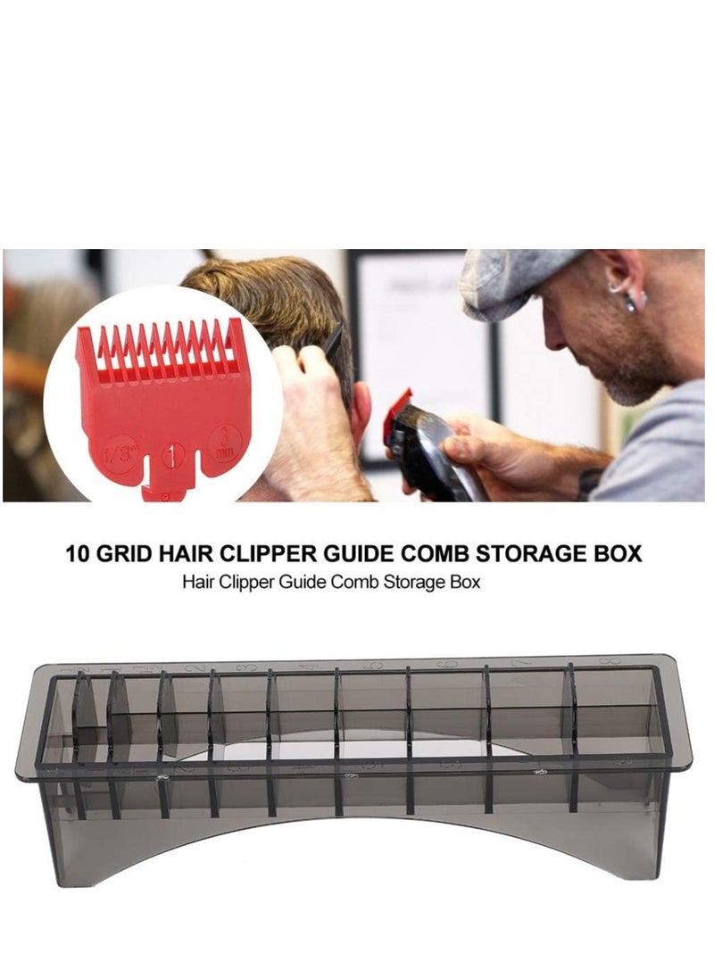 KASTWAVE - Clipper Guard Holder, Rectangular Plastic Guide Comb Storage Box, 10 Grid Clipper Guard Holder Clippers Box Case Master with Rectangle Combs Guides Universal Base Tools Container Barbershop - Image 1
