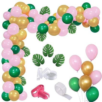 BRIJBAZAAR Rubber Pink Green Golden Balloons Garland Arch Kit- 51Pcs For Girls/Bride To Be Balloon/Girl Arrival Kit/Baby Theme Parties/1St Birthday Decoration For Baby Girl(Multi Color - Image 1
