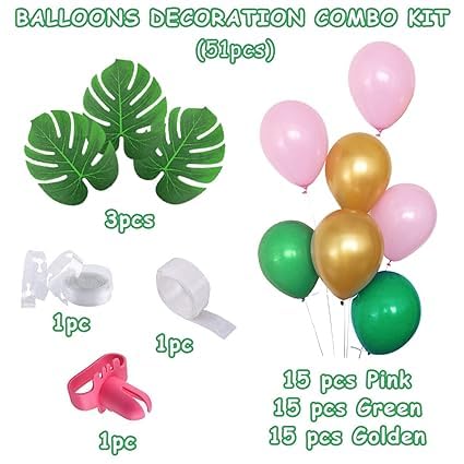 BRIJBAZAAR Rubber Pink Green Golden Balloons Garland Arch Kit- 51Pcs For Girls/Bride To Be Balloon/Girl Arrival Kit/Baby Theme Parties/1St Birthday Decoration For Baby Girl(Multi Color - Image 2