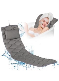 OMYSTYLE OMYSTYLE Full Body Bath Pillow, Bath Pillows for tub with Mesh Washing Bag & 21 Non-Slip Suction Cups, Spa Bathtub for Head Neck Shoulder and Back Support - 5D Air Mesh & Quick Drying | Gray 