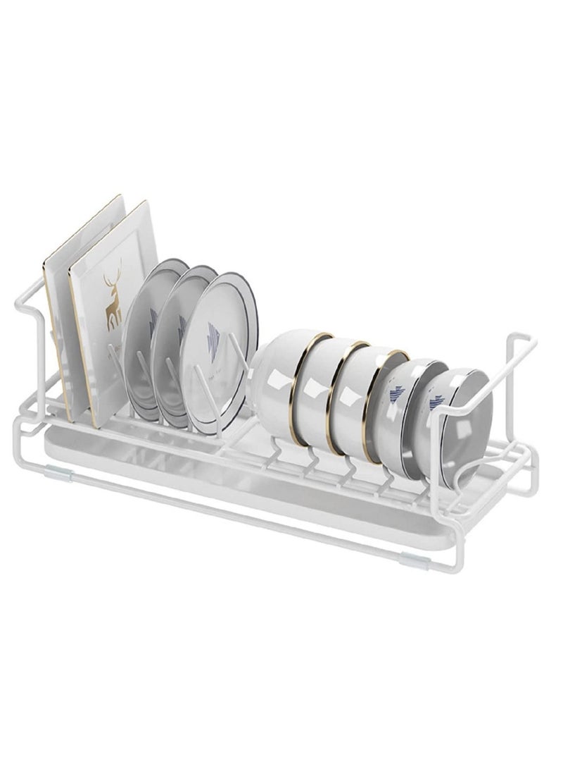 Kitchen Dish Drying Rack, Aluminum Compact Rustproof Dish Rack and Drainboard Set, Dish Drainer with Adjustable Drainage Channel, Removable Cutlery and Cup Holder  - Image 1