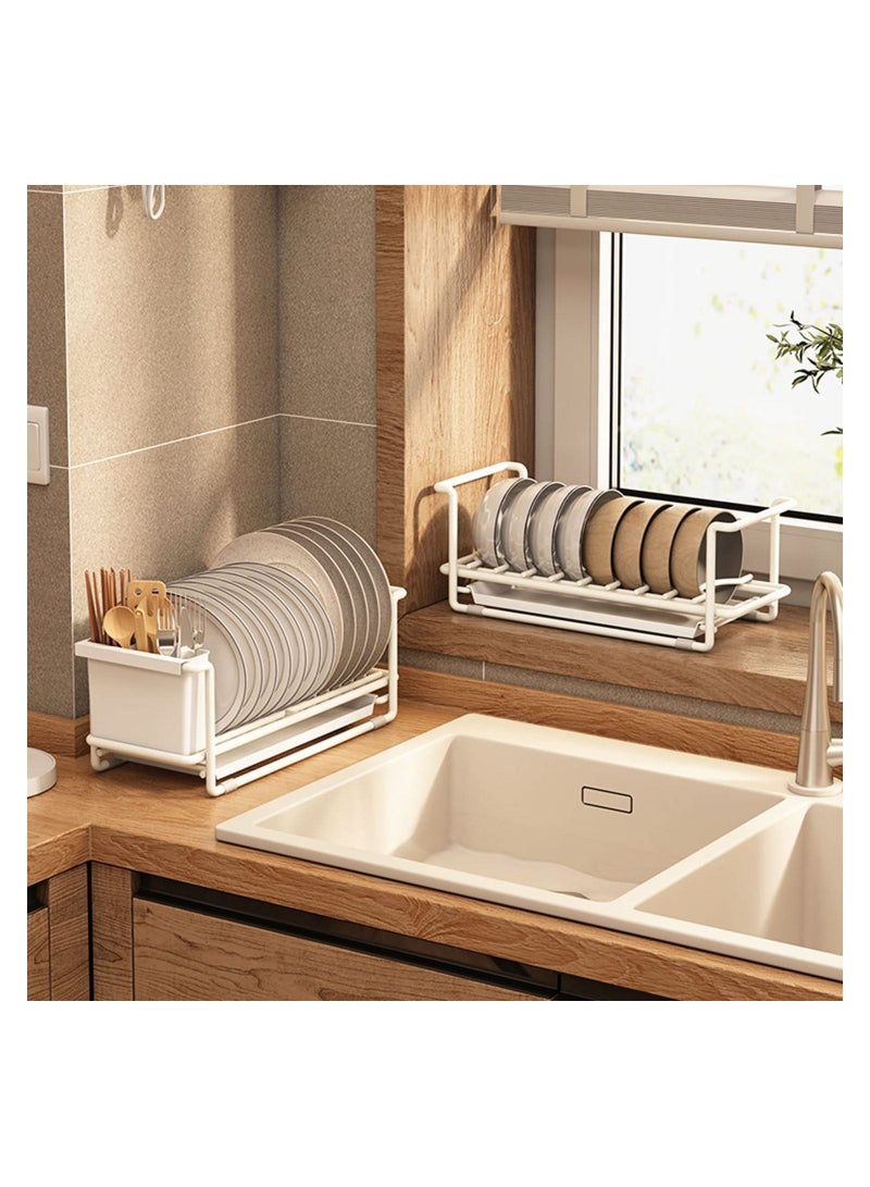 Kitchen Dish Drying Rack, Aluminum Compact Rustproof Dish Rack and Drainboard Set, Dish Drainer with Adjustable Drainage Channel, Removable Cutlery and Cup Holder  - Image 5