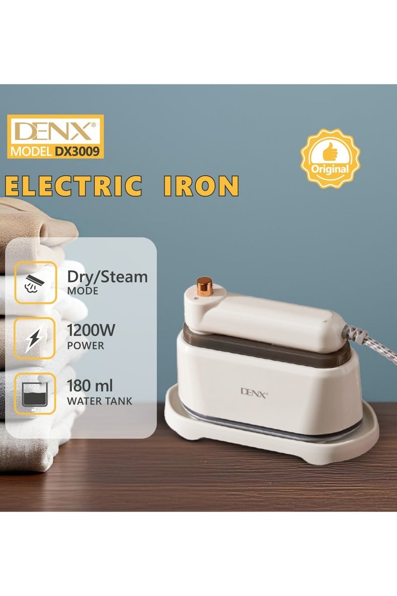 Denx Electric Iron, 2-in-1 Steam & Dry With180ml Tank and Thermal Protectionand Clothes Iron,with Brush and,for Wrinkle Removal from Fabrics, Mini Travel Iron for Abayas, Shirts, Suits, and Curtains, Fast Heating, Vertical and Horizontal Ironing - Image 2