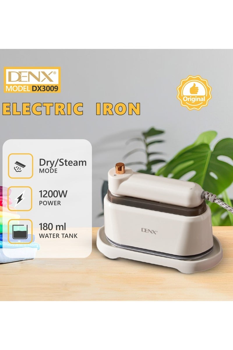 Denx Electric Iron, 2-in-1 Steam & Dry With180ml Tank and Thermal Protectionand Clothes Iron,with Brush and,for Wrinkle Removal from Fabrics, Mini Travel Iron for Abayas, Shirts, Suits, and Curtains, Fast Heating, Vertical and Horizontal Ironing - Image 3