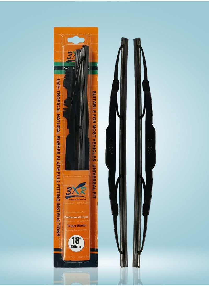 3XR - 3xr 2 قطع مساحات زجاج السيارة 18" 450mm. مجموعة مساحات عالية الجودة عالمية - Image 1