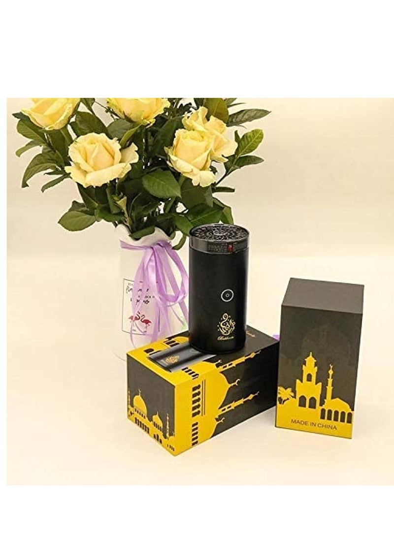 New Portable Arabic Electric Bukhoor Incense Burner Handheld USB Battery Charger Aromatherapy (BLACK) - Image 3