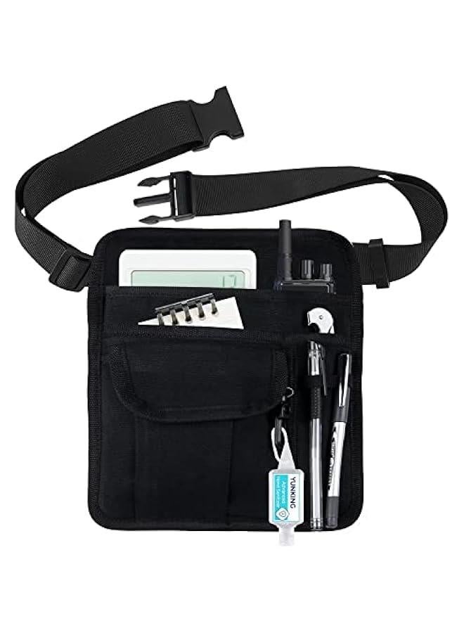 Server Waist Pouch, Restaurant Waitress Accessories Bag with Adjustable Belt, Utility Money Bag Working Serving Apron for Waiter Waitress, Black