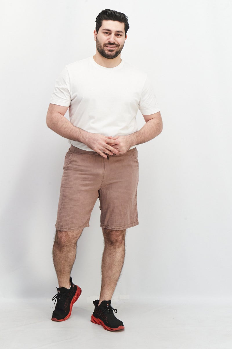 Celio Men Solid Basic Shorts, Old Pink - Image 4