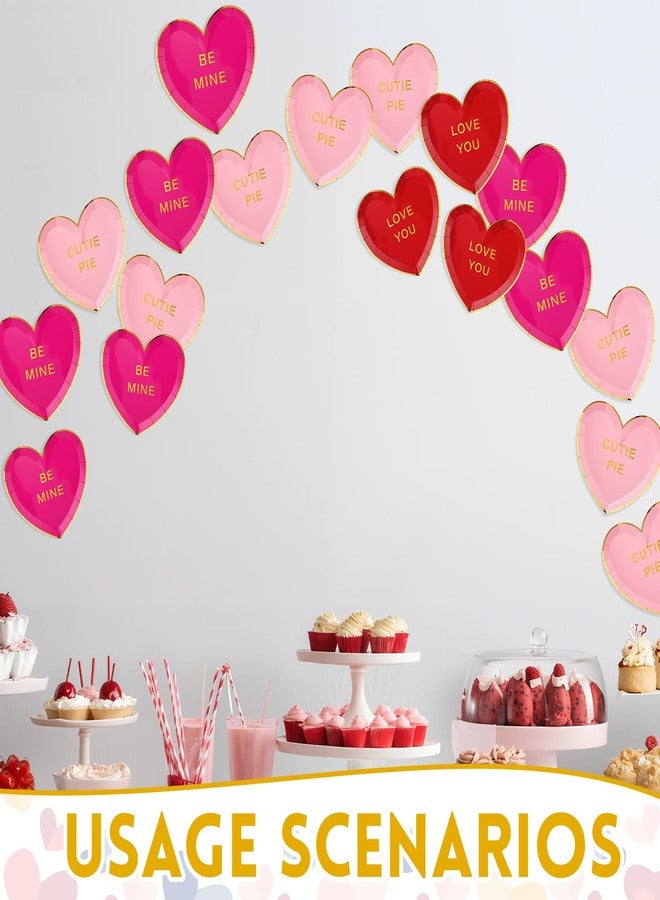 Suclain 24 Pcs Valentine's Day Paper Plates 9'' Heart Shaped Paper Plates Disposable Heart Tableware Valentine's Day Party Dinnerware for Birthday Wedding (Red,Rose,Pink) - Image 4