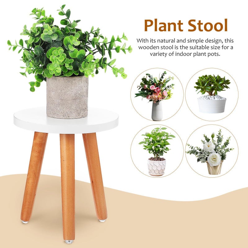 Wooden Plant Stands Indoor 2 Pcs Small Tables For Home Flower Pots Natural Wood Color 20 22cm Diameter - Image 4
