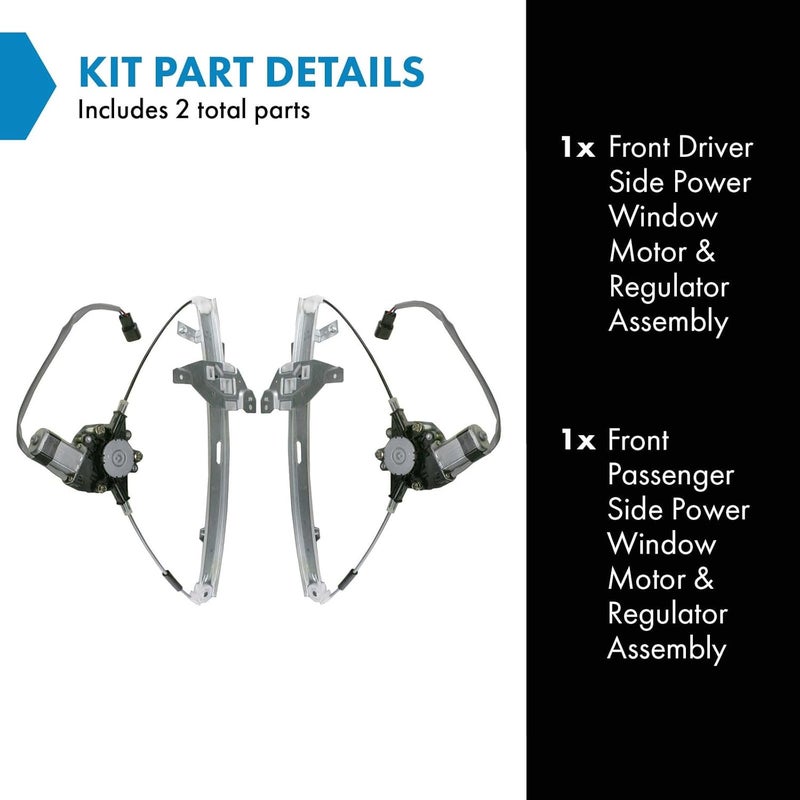 TRQ Front Power Power Window Regulator & Motor Assembly Set Compatible with 2006-2013 Chevrolet Impala 2014-2016 Impala Limited GM1351157 - Image 2