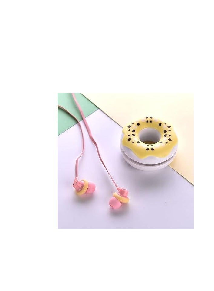 Soft Wired Earbuds with Microphone, Donut-Shaped, Volume Control, Cute Small In-Ear Headphones for iPhone 6/6s, Android Smartphones, MP5 Players (Yellow). - Image 4