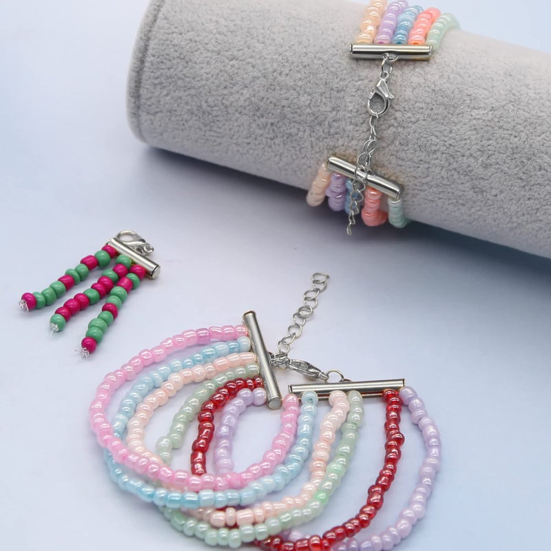 EuTengHao All Size Slider Clasp for Beading Slide Tube Cord Ends with Open Jump Ring Lobster Clasp Chain Extender Jewelry Finding Kit for Beading Necklace Bracelet Jewelry Making (6 Sizes, Silver) - Image 4