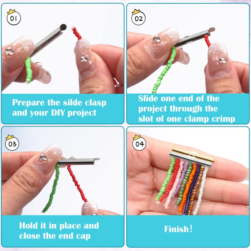 EuTengHao All Size Slider Clasp for Beading Slide Tube Cord Ends with Open Jump Ring Lobster Clasp Chain Extender Jewelry Finding Kit for Beading Necklace Bracelet Jewelry Making (6 Sizes, Silver) - Image 5