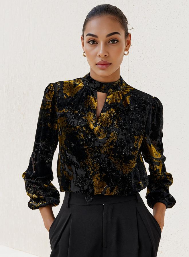 Iconic Burnout Detail Top with Keyhole Neck - Image 1