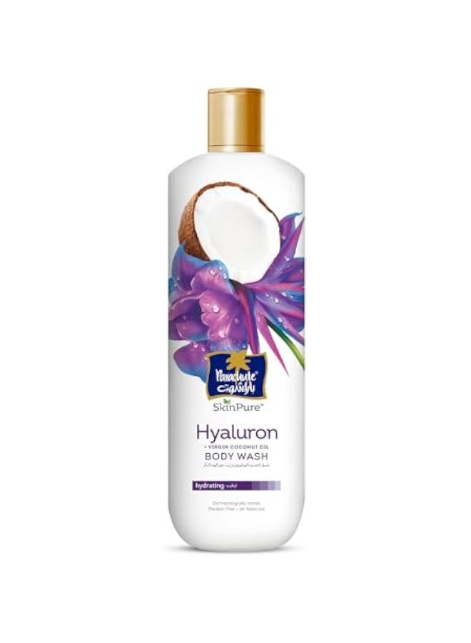 PARACHUTE SKIN PURE BODY WASH HYALURON | 100% Virgin Coconut Oil | Hydrating Body Wash | Soap Free, Pabaen Free, restores pH Balance | Dermatologically Tested | 400ml