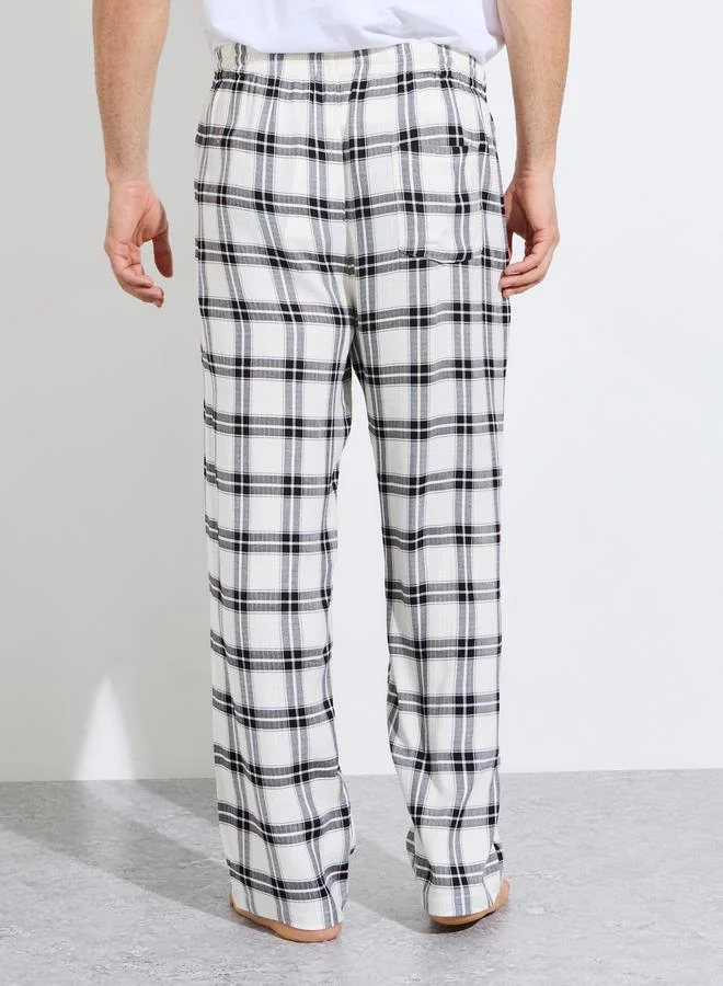 Styli  Men Cream Checkered Straight Pyjama for Men | Best Price UAE