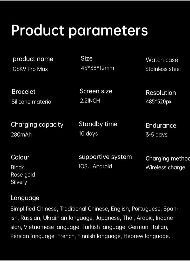 GSK 9 PRO Max Smartwatch 2.2 Inch High DefinitionFull Screen , Chat GPT , MultIfunctional NFC aND Water Proof