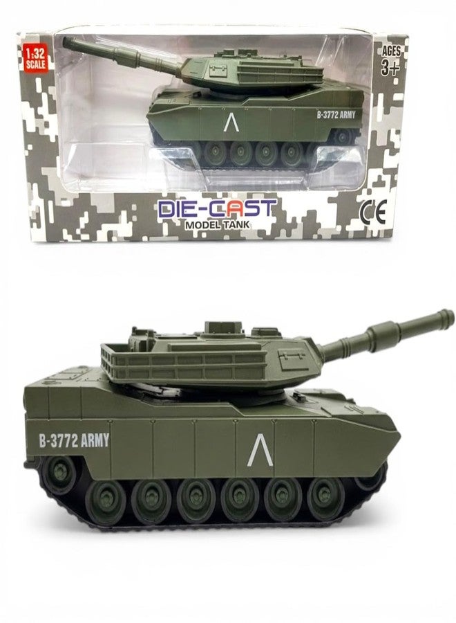 Breatoi Die-Cast Army Tank Toy, 1:32 Scale, B-3772 Type Military Battle Tank with Rotating Turret, for Ages 3+ - Image 1