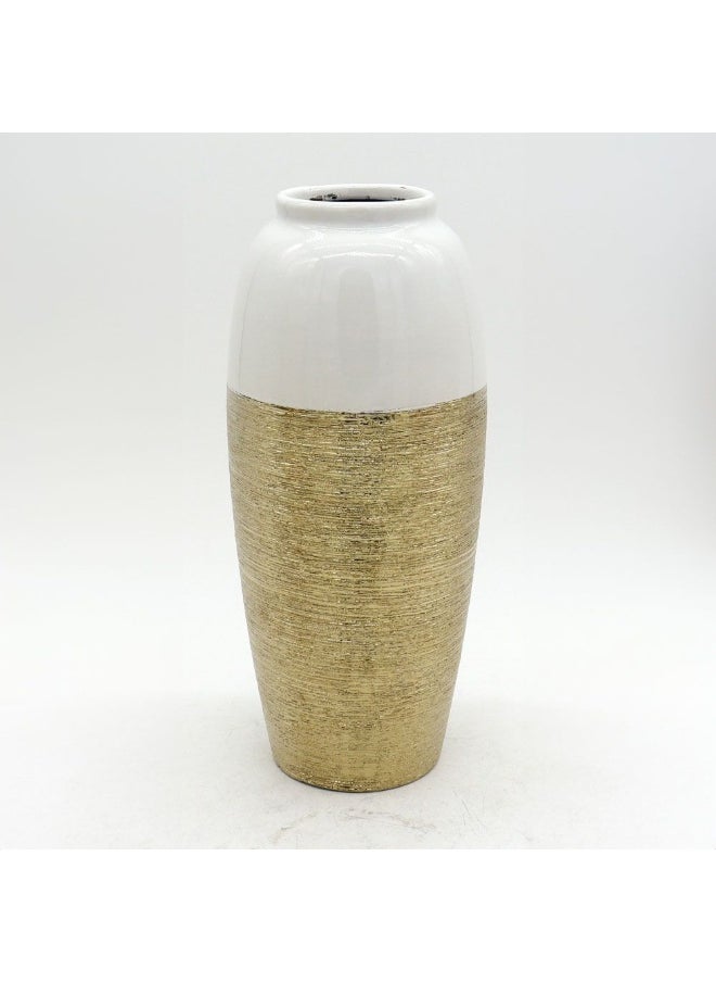 DANUBE HOME Danube Home Inaaya Kanzi 1 Ceramic Gold Vase - 12X12X28 Elegant Stoneware Flower Vase Home Decor Collection For Living Room, Dining Area, And Office Decorative Home Accessories  - Image 1