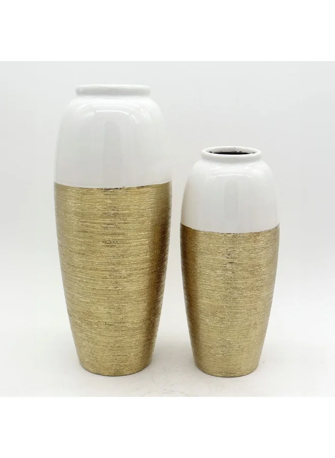 DANUBE HOME Danube Home Inaaya Kanzi 1 Ceramic Gold Vase - 12X12X28 Elegant Stoneware Flower Vase Home Decor Collection For Living Room, Dining Area, And Office Decorative Home Accessories