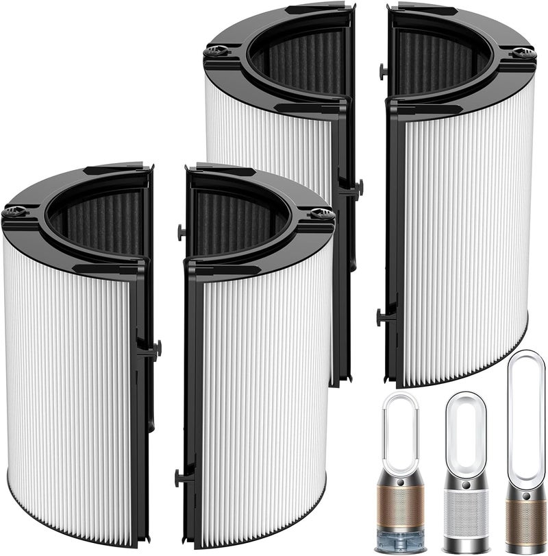 Ecleanfy مرشح زجاجي مدمج 360 درجة H13 HEPA + كربون نشط متوافق مع أجهزة تنقية الهواء Dyson TP07 TP10 TP06 HP06 TP04 HP04 PH02 PH01 PH03 PH04 HP09 TP09 HP07 HP10، مرشحات بديلة 2 في 1، عبوة من قطعتين - Image 1