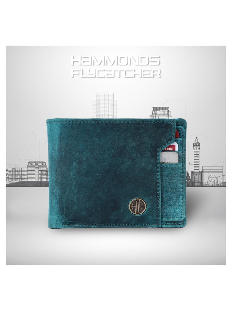  هاموندز فلاي كاتشر محفظة جلدية عتيقة بلون تركواز فاتح محمية بتقنية  للرجال - Image 1