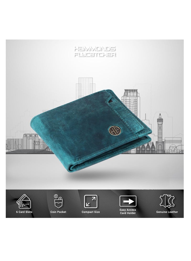  هاموندز فلاي كاتشر محفظة جلدية عتيقة بلون تركواز فاتح محمية بتقنية  للرجال - Image 2